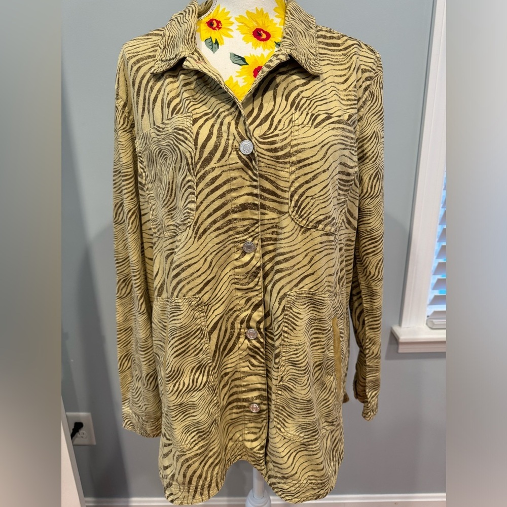 Pilcro Oversized Shacket Button Up Zebra Animal P… - image 3